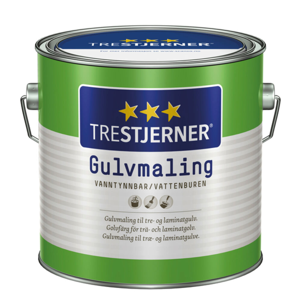 Trestjerner Gulvmaling Blank Klassisk Hvit base 2,7 l