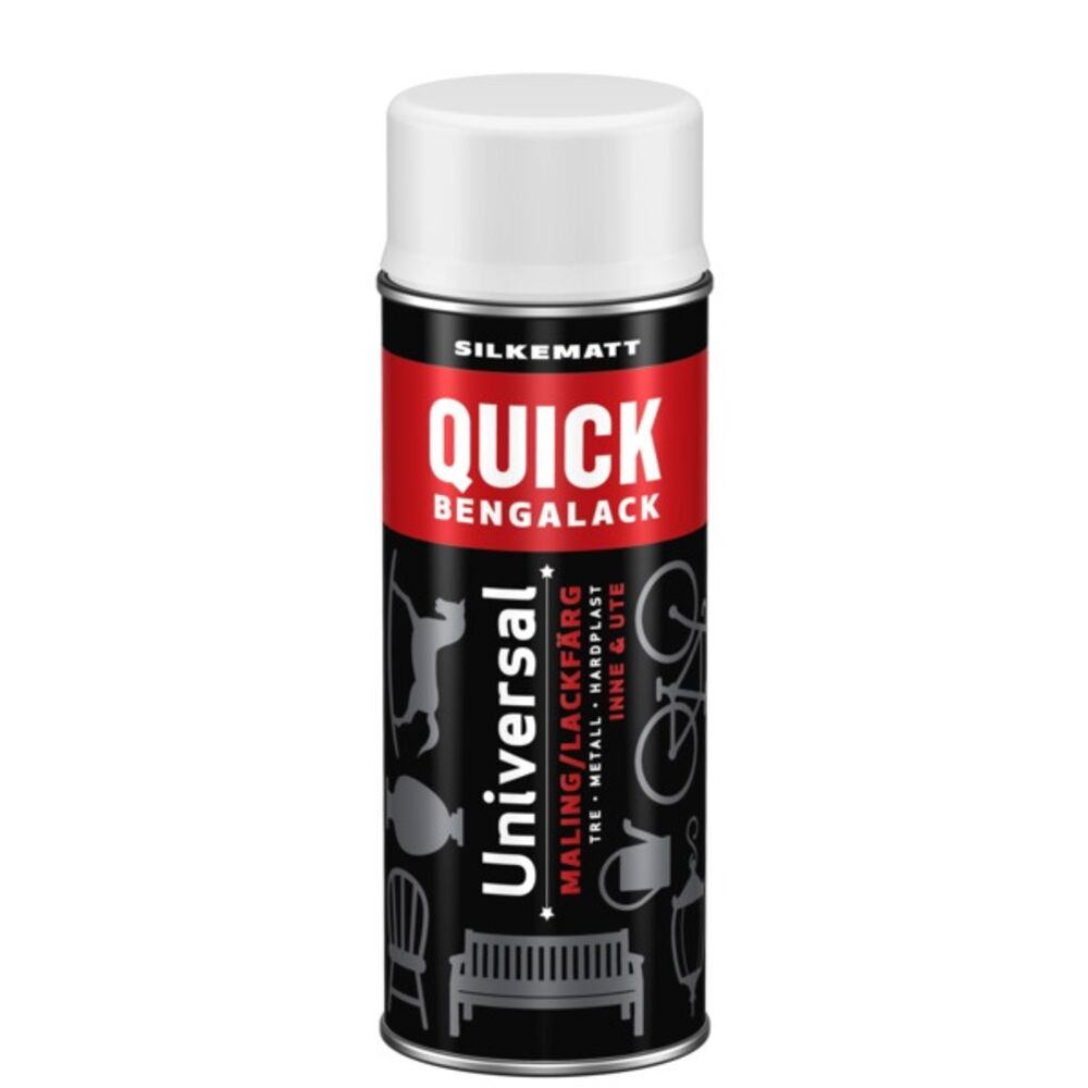 Quick Bengalack Spray Hvit Silkematt 400ml